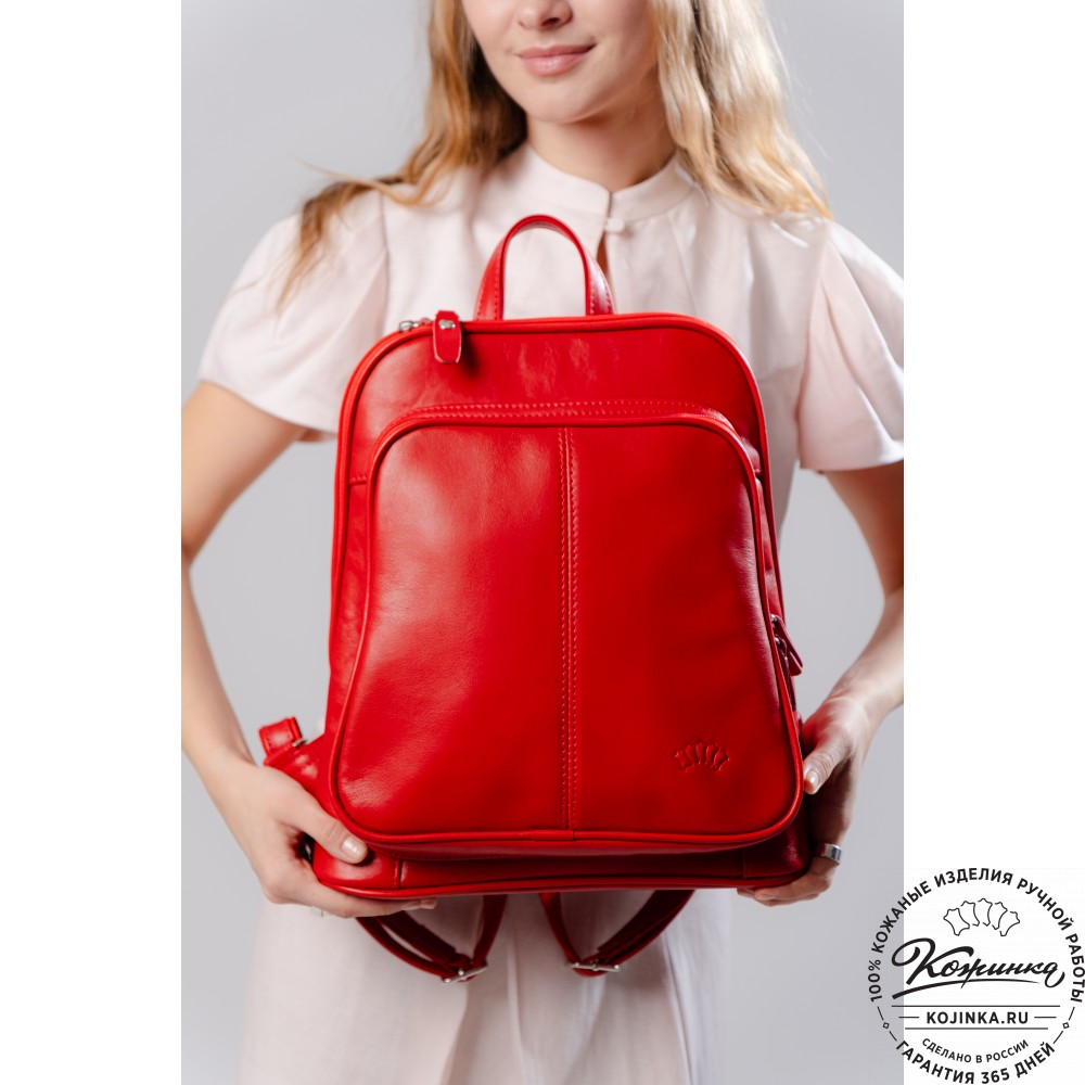 Кожаный рюкзак "Бэтси" (красный)